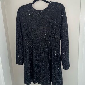 ever new petite black sequinned mini dress - size 8